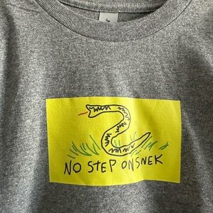 Child’s small Gray Graphic T-Shirt No Step on Snek